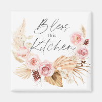 Boho watercolor Floral Pampas Grass Kitchen