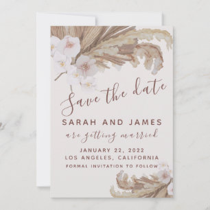 Boho Watercolor Floral Pampas Grass Photo  Save The Date