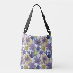 Boho Watercolor Floral Pattern Crossbody Bag