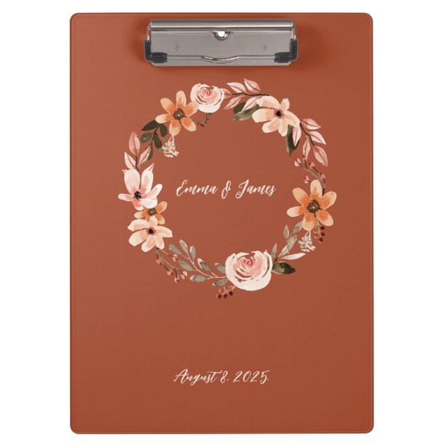 Boho Watercolor Floral Personalised  Clipboard (Front)