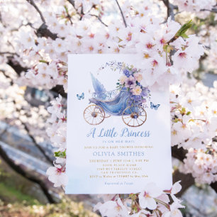 Boho Watercolor Floral Princess Girl Baby Shower Invitation