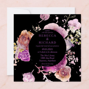 Boho Watercolor Floral Wedding Invitation