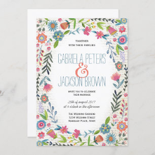 Boho Watercolor Floral Wedding invitations