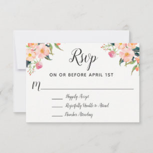 Boho Watercolor Floral Wedding RSVP Card