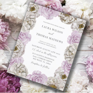 Boho Watercolor Florals Pink & White Wedding