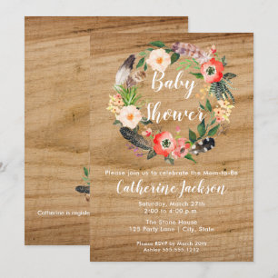 Boho Watercolor Flowers   Baby Shower Invitation