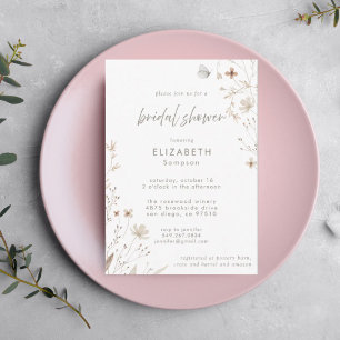 Boho Watercolor Flowers Bridal Shower Invitation