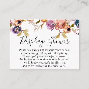 Boho Watercolor Flowers No Wrap Bridal Shower Enclosure Card