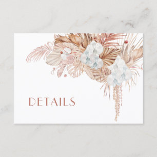 Boho Watercolor Flowers Wedding Details Enclosure Card