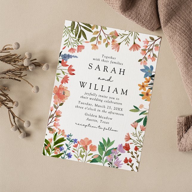 Boho Watercolor Garden of Wildflower Wedding Invitation (Creator Uploaded)