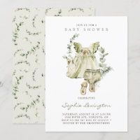 Boho Watercolor Green Dress Eucalyptus Baby Shower