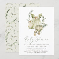 Boho Watercolor Green Dress Greenery Baby Shower