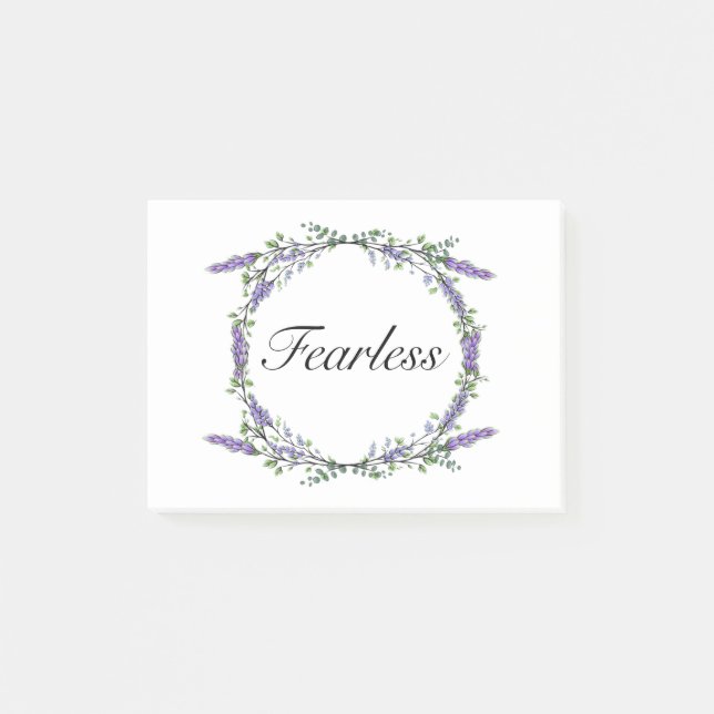 Boho watercolor Lavender Eucalyptus Fearless Post-it Notes (Front)