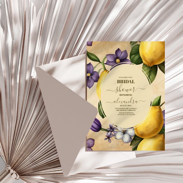 Boho Watercolor Lemon Bridal Shower Invitation (Creator Uploaded)