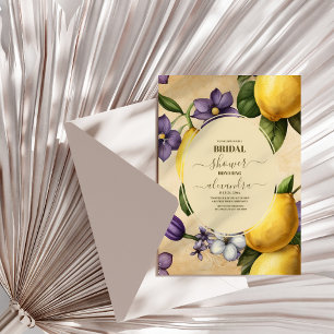 Boho Watercolor Lemon Bridal Shower Invitation