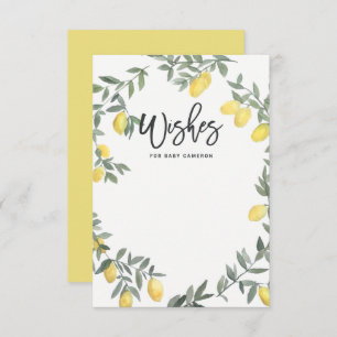 Boho Watercolor Lemon Wreath Baby Shower Wishes Advice Card