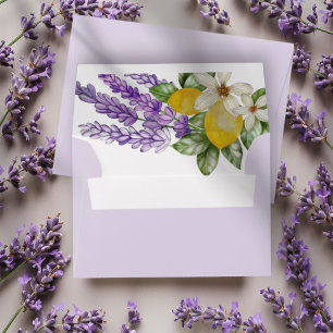 Boho Watercolor Lemons & Lavender Bridal Shower Envelope