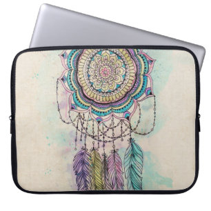 Boho Watercolor Mandala Dreamcatcher Laptop Sleeve