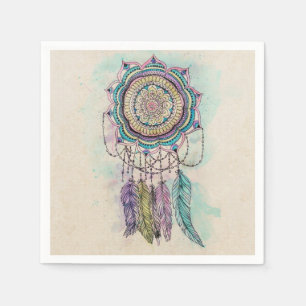 Boho Watercolor Mandala Dreamcatcher Napkin
