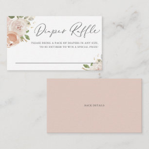 Boho Watercolor Mauve Peach Flowers Diaper Raffle Enclosure Card
