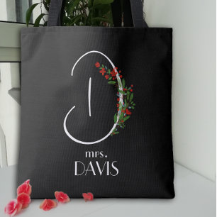Boho watercolor monogram letter D  Tote Bag