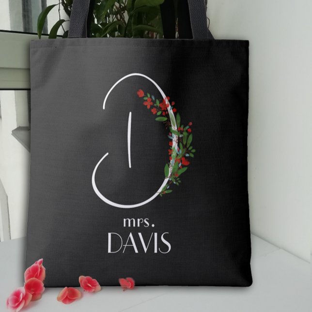 Boho watercolor monogram letter D  Tote Bag (Creator Uploaded)
