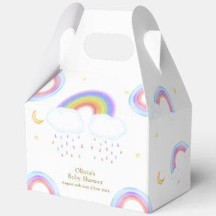 Boho Watercolor Moon Stars Rainbow Baby Shower Favour Box