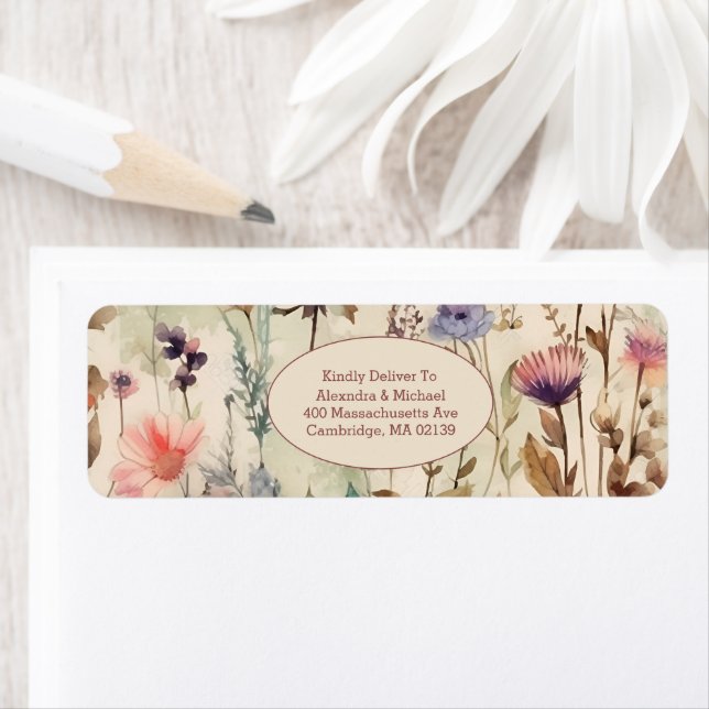 Boho Watercolor Muted Tones Wildflowers Wedding (Insitu)