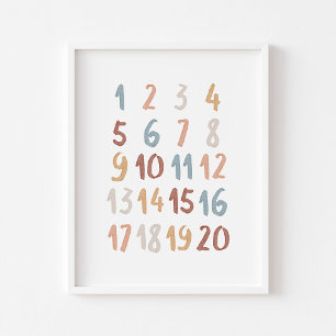 Boho watercolor Numbers poster