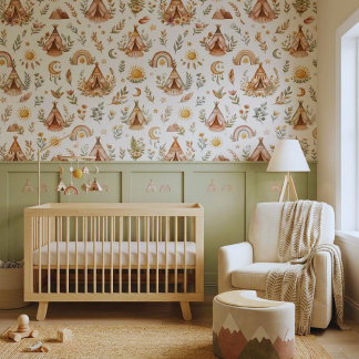 Boho Watercolor Nursery Wallpaper - Pastel Rainbow