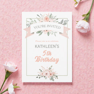 Boho Watercolor Peach & Teal Birthday Invitation