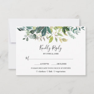 Boho Watercolor Pink Blush Flowers Wedding RSVP Card