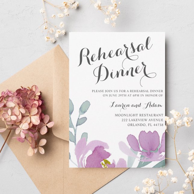 Boho Watercolor Pink Florals Rehearsal Dinner  Invitation (Creator Uploaded)