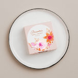 Boho Watercolor Pink Orange Flowers Bridal Shower  Classic Round Sticker<br><div class="desc">Boho Watercolor Pink Orange Flowers Bridal Shower Classic Round Sticker</div>