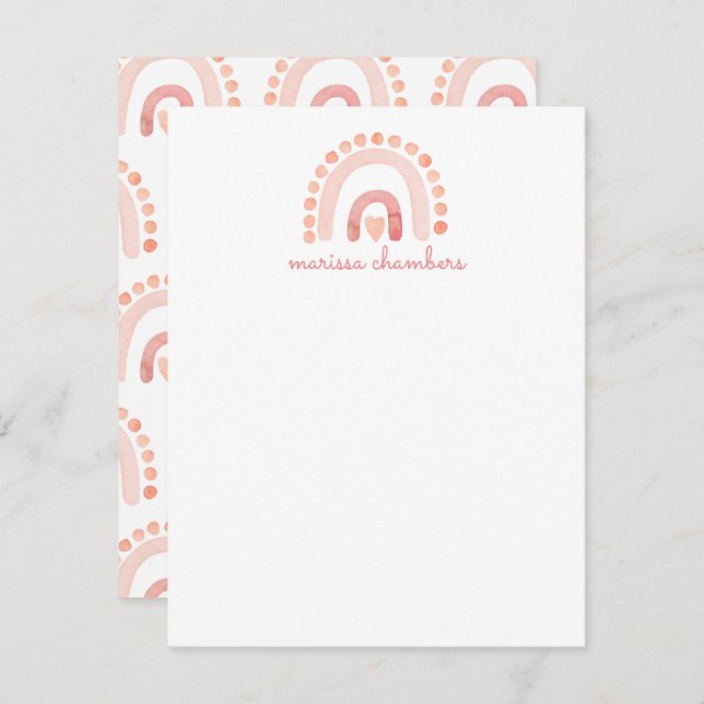 Boho Watercolor Pink Rainbow Girl's  Card (Front/Back)