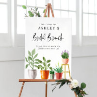 Boho Watercolor Potted Houseplants Bridal Brunch