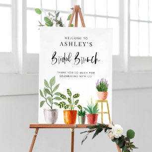 Boho Watercolor Potted Houseplants Bridal Brunch Poster