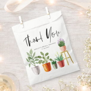 Boho Watercolor Potted Houseplants Bridal Shower Favour Bags