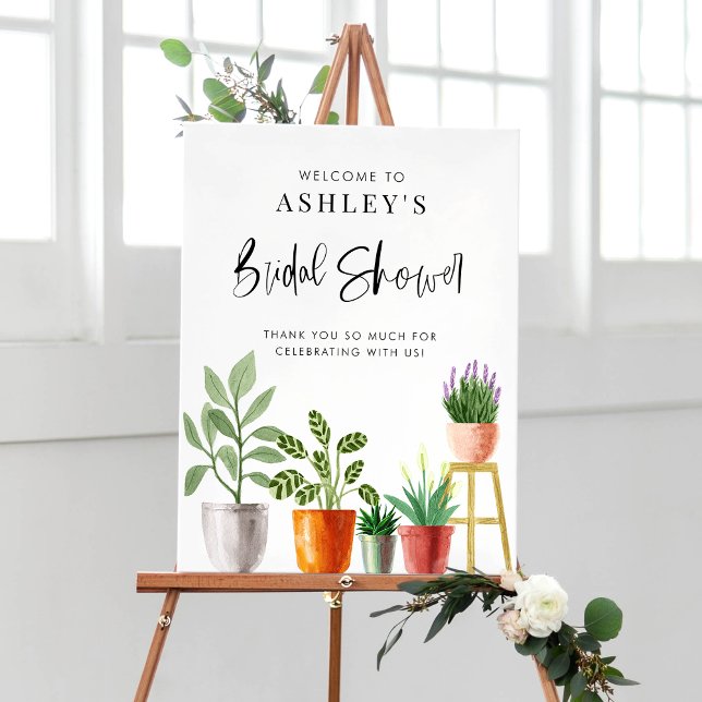 Boho Watercolor Potted Houseplants Bridal Shower Poster (Boho Watercolor Potted Houseplants Bridal Shower Poster)