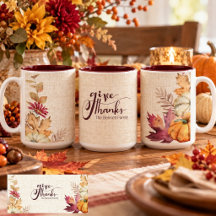 Boho Watercolor Pumpkin & Leaves Thanksgiving