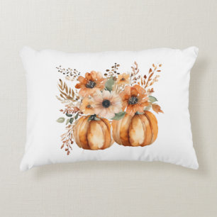 Boho watercolor pumpkin patterns for Thanksgiving. Decorative Cushion