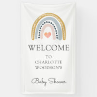 Boho Watercolor Rainbow Baby Shower Banner