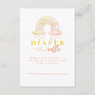 Boho Watercolor Rainbow Baby Shower Diaper Raffle Enclosure Card