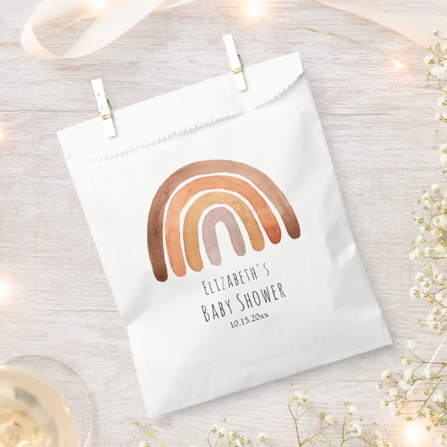 Boho Watercolor Rainbow Baby Shower  Favour Bag (Clipped)