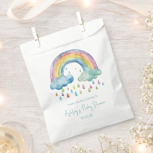 Boho Watercolor Rainbow Baby Shower Favour Bags (Clipped)