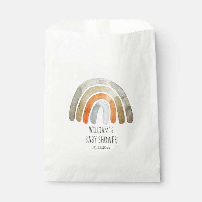 Boho Watercolor Rainbow Baby Shower  Favour Bags (Front)
