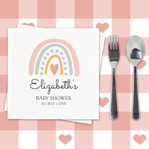 Boho Watercolor Rainbow Baby Shower Girl Napkin