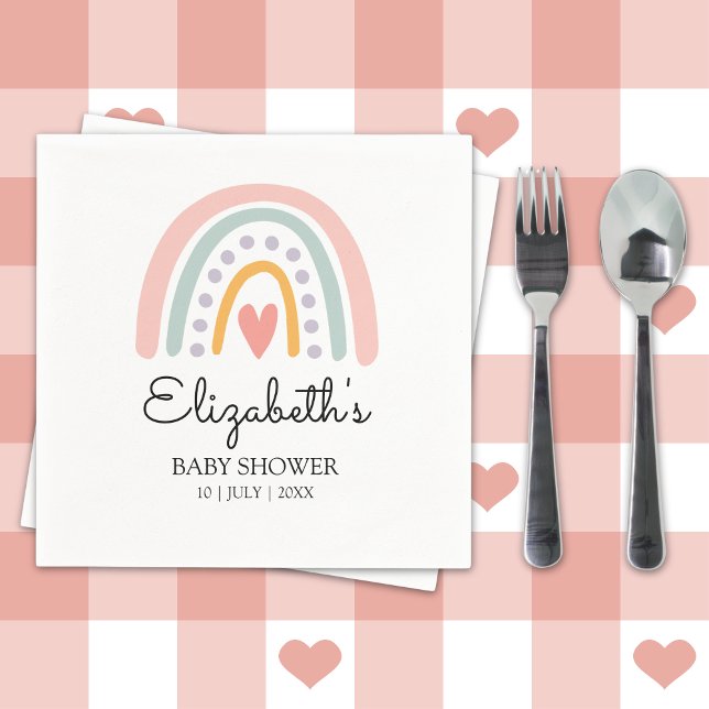 Boho Watercolor Rainbow Baby Shower Girl Napkin (Creator Uploaded)