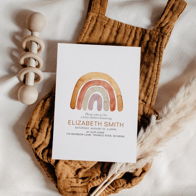 Boho Watercolor Rainbow Baby Shower  Invitation (Creator Uploaded)