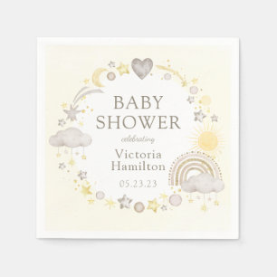Boho Watercolor Rainbow Baby Shower Napkin
